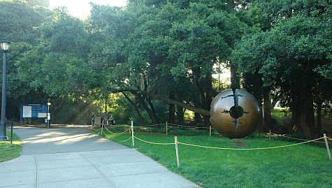 Berkeley, west entry walkway with sculpture