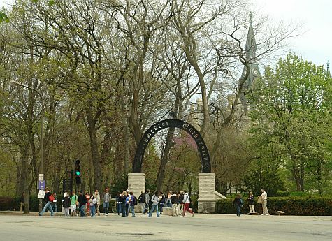 Arch, into the Northwestern University Evanston campus